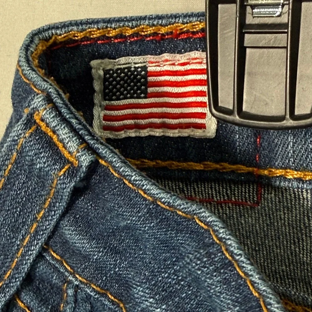 True Religion Becky Bootcut Jeans Blue Low Rise W26 L33 Made in USA WQ1564E67 - Picture 13 of 16